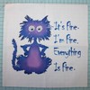 Fabric Panel 8"x8" Frazzled Cat I'm Fine 100% Cotton Quilting