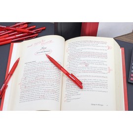 Liquidraw Ballpoint Red Pens Set Of 10 Retractable Red Ball Pens Medium Point 1.0mm Ball Point Red Pen Set Smooth Writing Comfortable Grip Click Pens For Home, School & Office (Red)