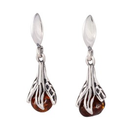 Amber Earrings - Baltic Honey Amber Dangling Earrings "Aurelia" - Sterling Silver Jewelry Collection
