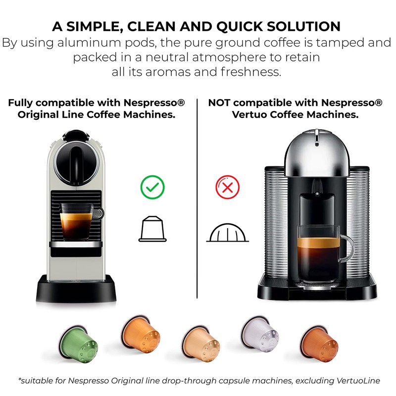 Grano Milano Delizioso 50 Aluminium Coffee Pods Compatible with Nespresso