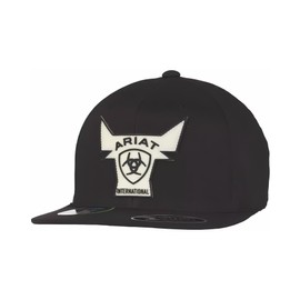 ARIAT Men's Black Richardson 112 Cap with Glow in The Dark Bull Logo and Snapback Closure, Black, One size
