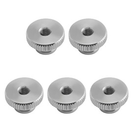 Yinpecly M6 304 Stainless Steel Knurled Thumb Nuts Round Knobs with Whitewash, for Cabinets Tool Boxes, Silver Tone 5pcs
