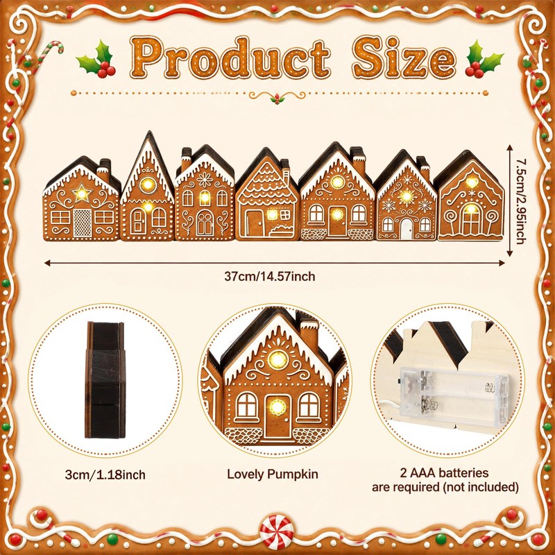 Christmas Table Decorations, Light up Gingerbread House Table Centerpieces Wooden