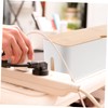 Gatuida Power Strip Storage Box with Wooden Cover Plastic Cable