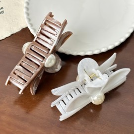 Ypkia 3 Stück Blumen Kunstperlen Haarklammer Groß Set Haarspangen Damen Elegante Haarclips für Frauen Dickes Dünnes Haarschmuck