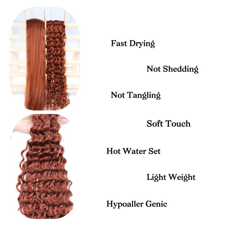 Braiding Hair Pre stretched Ginger Boho Braiding Hair 6Packs/Lot Curly