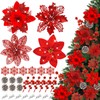 YWEVYEZC 108Pcs 4 Styles Christmas Poinsettia Flowers Set, 24Pcs Artificial