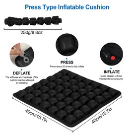 Dreamoon Press Type Inflatable Cushion, Air Inflatable Pressure Relief Seat Cushion, Inflatable Seat Cushion for Remote Working, Office Chair, Wheelchair, Cars, Home Living - 15.8 * 15.8“