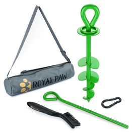 Dog Tie Out Stake - Heavy Duty Dog Stake for Large Dogs up to 210 lbs, Dog Stakes for Outside to use with Any Dog Tie Out Cable or Dog Leads for Yard (G1-Grass Green)