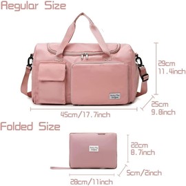 Jahomieo Foldable Gym Duffel Bag with Shoes Compartment &Wet Pocket Waterproof Travel Duffel Bag Overnight Bags