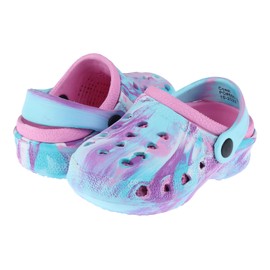 Capelli New York Toddler Girls Pastel Tie Dye Injected EVA Two Tone Clog with Backstrap, Cool Combo, Size 8