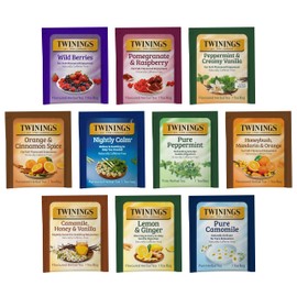 Twinings Herbal Caffeine-Free Tea Bags Sampler, Assortment Variety Pack (20 Count) 10 Different Flavors for Tea Lovers: Her, Him, Women, Men, Couples, Family, Friends, Coworkers