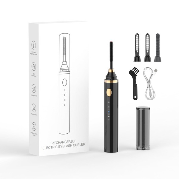 Smiling Shark Heated Eyelash Curler, Improved 360° Electric Eyelash Brush,