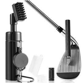 Wynaura Pro Golf Club Cleaner Brush with Golf Groove Sharpener Tool Suitable for U & V-Grooves 8 Inches Golf Water Brush with Retractable Clip Hold 5oz of Water Perfect Golf Accessories for Men/Women
