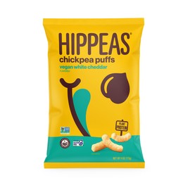 Hippeas Chickpea Puffs, Vegan White Cheddar, 4 Ounce (Pack of 1), 4g Protein, 3g Fiber, Vegan, Gluten-Free, Crunchy, Plant Protein Snacks