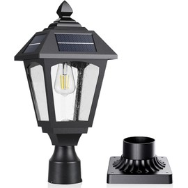 Benany Solar Post Lights Outdoor, Aluminium Solar Lamp Post Light with Pier Mount Base, Outside Decor for Yard Garden Pole Pillar, 100 Lumens (Warm White) ﻿
