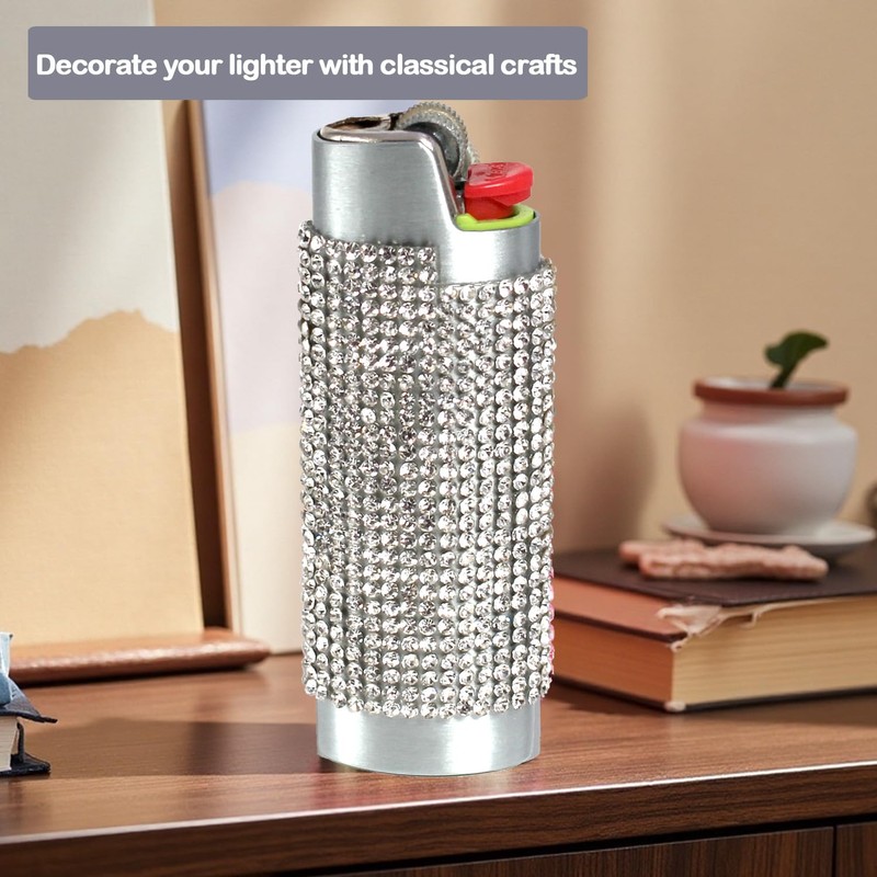 HUMWE Bling Rhinestone Crystal Lighter Case Cover Sleeve Metal Shiny