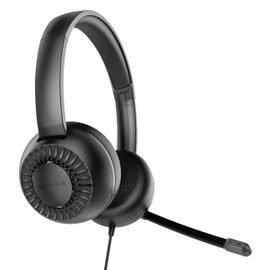 Speedlink METIS USB Stereo-Headset – leichtes Headset kabelgebunden mit Mikrofon und Kabelfernbedienung, USB-A- und 3,5 mm-Klinkenanschluss, Büro und Home-Office, Aufbewahrungstasche, schwarz