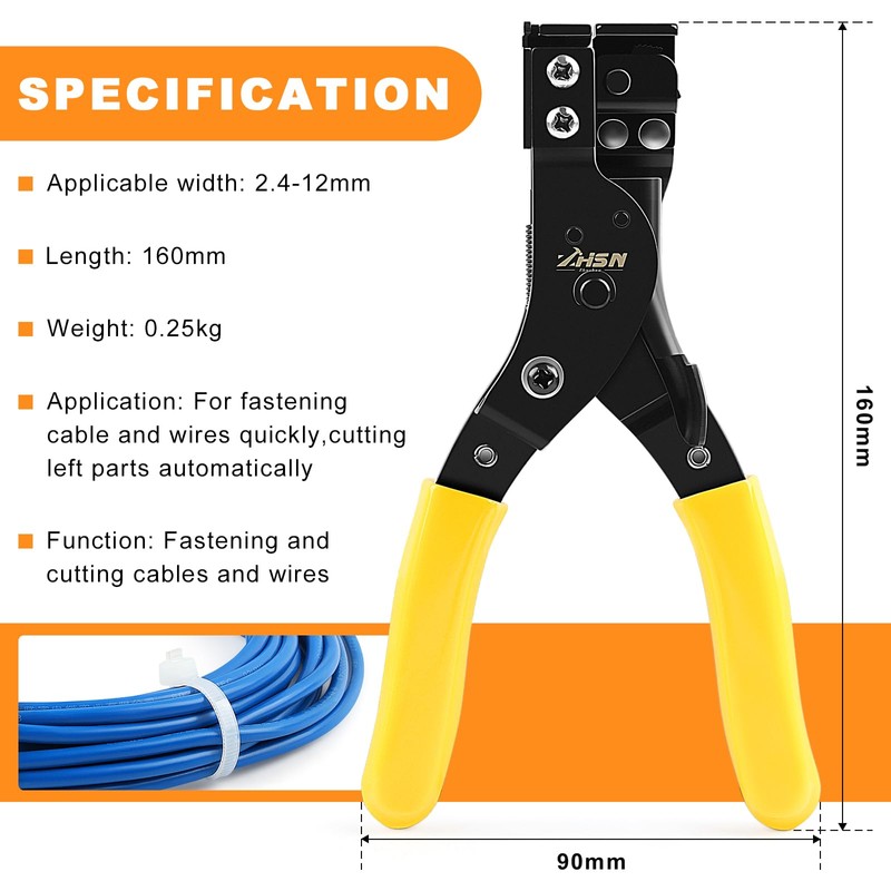 Zhushan Nylon Cable Tie Bundling Tool, 2-in-1 Zip Tie Plier