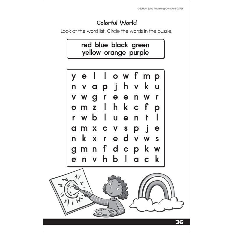 School Zone My First Word Searches Workbook: 48 Pages, Kindergarten,