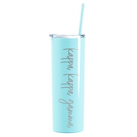 Go Greek Chic Kappa Kappa Gamma Laser Engraved Skinny Tumbler with Straw (Seafoam)