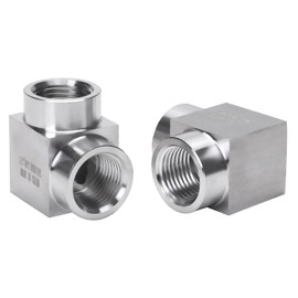 DERPIPE 90 Degree Street Elbow - 1/2" NPT Female to 1/2" NPT Female Stainless Steel 304 Heavy Duty Forged Square Barstock Street Elbow Adapter Pipe Fitting (pack of 2)