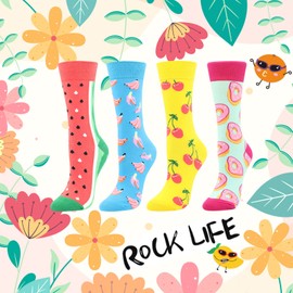 Bonangel Women’s Funny Colourful Socks with Fun Crazy Patterns Fashionable Multicoloured Classic Gift - 8 pairs watermelon, size: 36-40