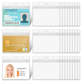 ID Card Holders, 30 Pcs Horizontal Badge Holders, Name Tag Holders for ID, Credit, Bus Cards (Clear)