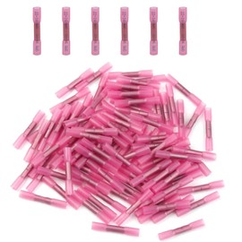 60PCS Heat Shrink Butt Connectors Kit Red Solderless Electrical Cable Butt Connectors for Secure Wire Connection in Home Auto Marine and Industrial Use