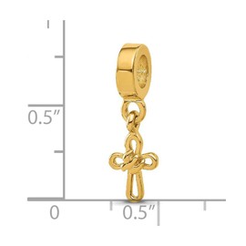 JewelryWeb 7.27mm 925 Sterling Silver Reflections Gold Plated Dove Religious Faith Cross Dangle Bead-Bead Charm Pendant Necklace for Women