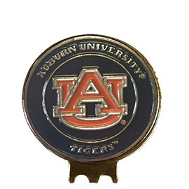 Mobile Pro Shop Golf Ball Markers with Hat Clip – Easily Attaches to Golf Cap – Made of Stainless Steel & Ideal for Professional Golfers (Auburn Tigers)