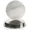com-four® 7 Piece Coasters Set with Holder - Stainless Steel