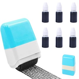 Lqucwepp Wide Identity Theft Protection Roller Stamp Information Blocker Stamp with 6 Refills for Anti-Theft, Privacy Protection, Id Blockout and Address Blocker