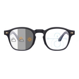 OKH Progressive Photochromic Multifocus Reading Glasses UV400 Transition Sunglasses Blue Light Blocking Readers,(Black +2.0x)