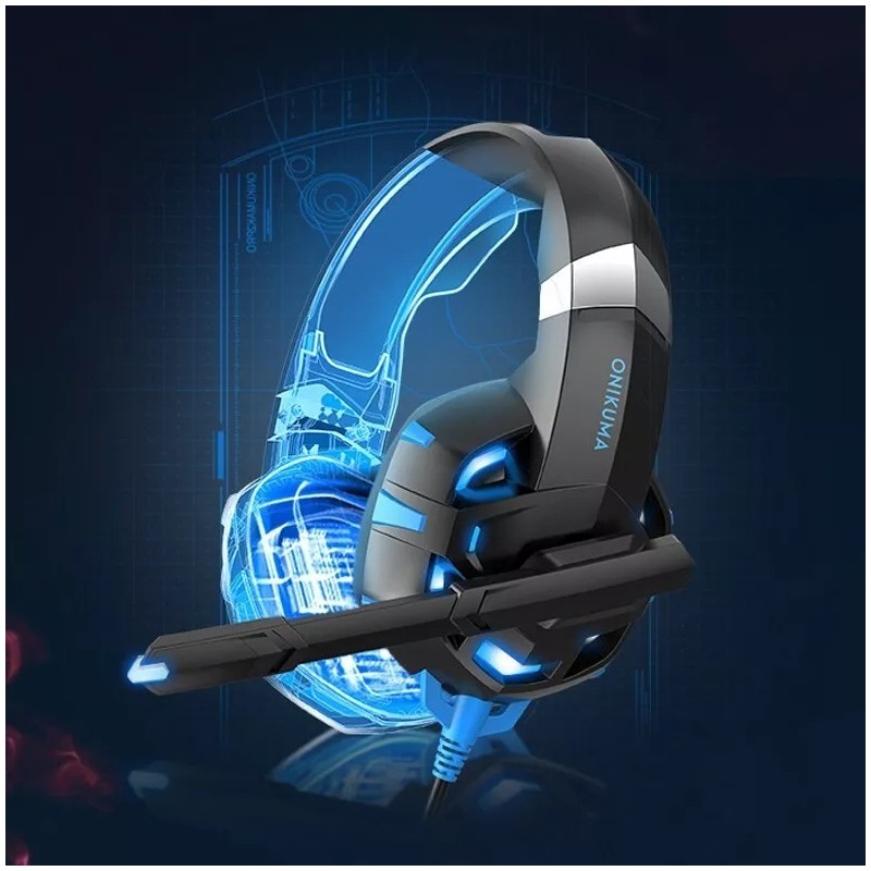 ONIKUMA K2 Pro wired Luminous Computer Gaming Headset (Black Blue)