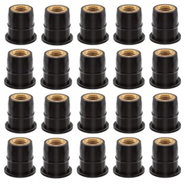 Mardatt 20Pcs M6 Neoprene Well Nuts Neoprene Expansion Brass Nuts Rubber Expansion Brass Copper Bolts Well Nut Windshield Fairing Fasteners Nut for Kayak Motorcycle Boat