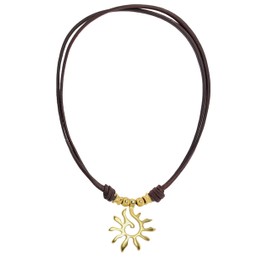 Beau Soleil Jewelry Leather Necklace Women's Necklace with Sun Pendant Adjustable Length, Leather