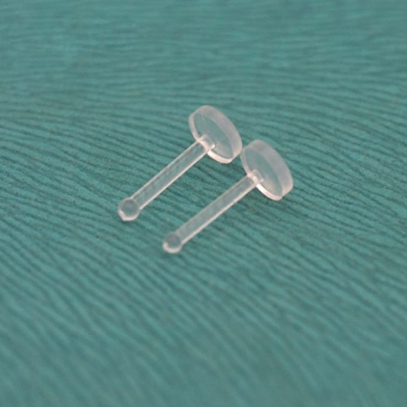 Hithop 5-Pack Clear Bioflex Flat Top Nose Ring Bone Retainers
