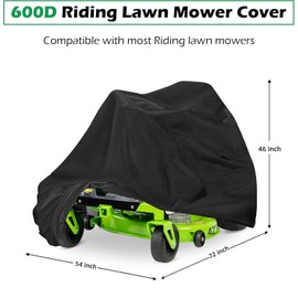 Ridng Lawn Mower Cover, 600D Lawn Tractor Cover Waterproof & Heavy Duty, Mower Cover Universal fit with Bottom Elastic Band for John Deere, EGO, Toro, Craftsman, Husqvarna, Honda and More