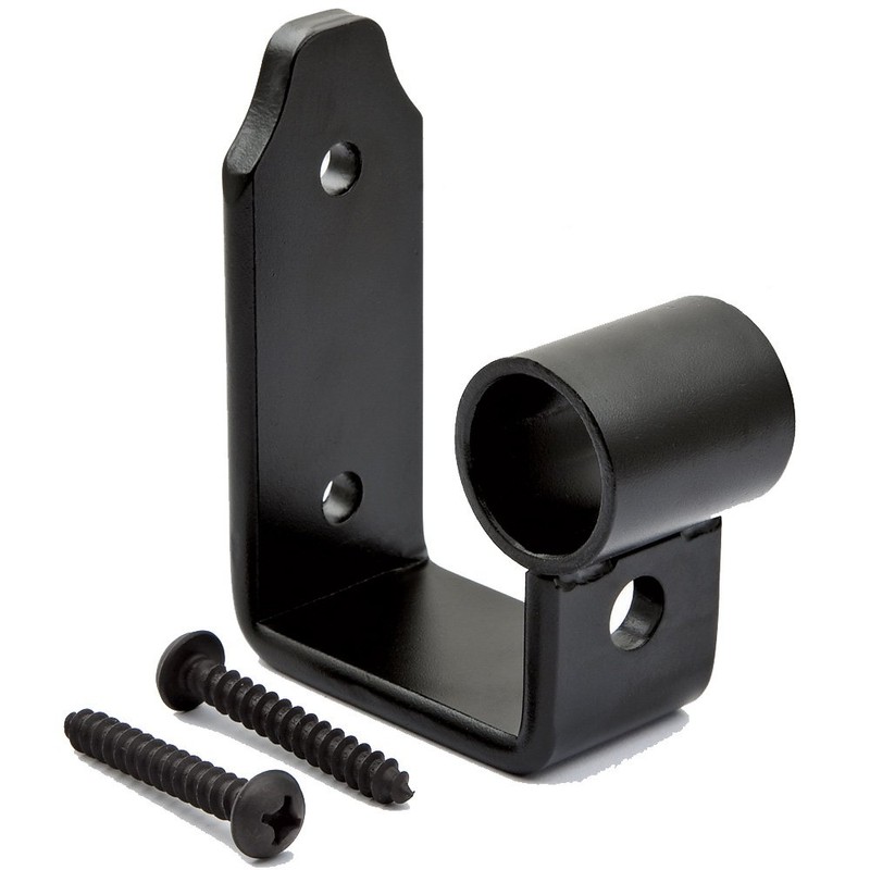 Rolling Ladder Track Bracket – Black Finish, Hook Style Vertical