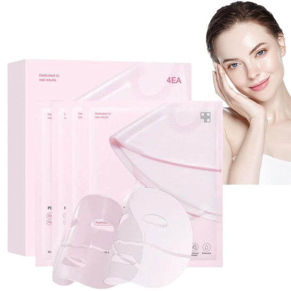 4PCS Pink Collagen Mask,Pink Collagen Face Masks Skincare,Colla/gen Overnight Face