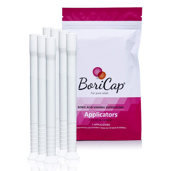 BoriCap Boric Acid Vaginal Suppository Applicators, 7 Applicators - Hygienic Solution for Easy Glide Applicator Insertion - Washable and Reusable