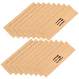 Hoement 100pcs Kraft Paper Cutlery Set Kraft Paper Silverware Bags Dinner Table Decor Disposable Cutlery Utensil Holder Disposable Fork Wedding Disposable Dinnerware Pouch Holder Banquet