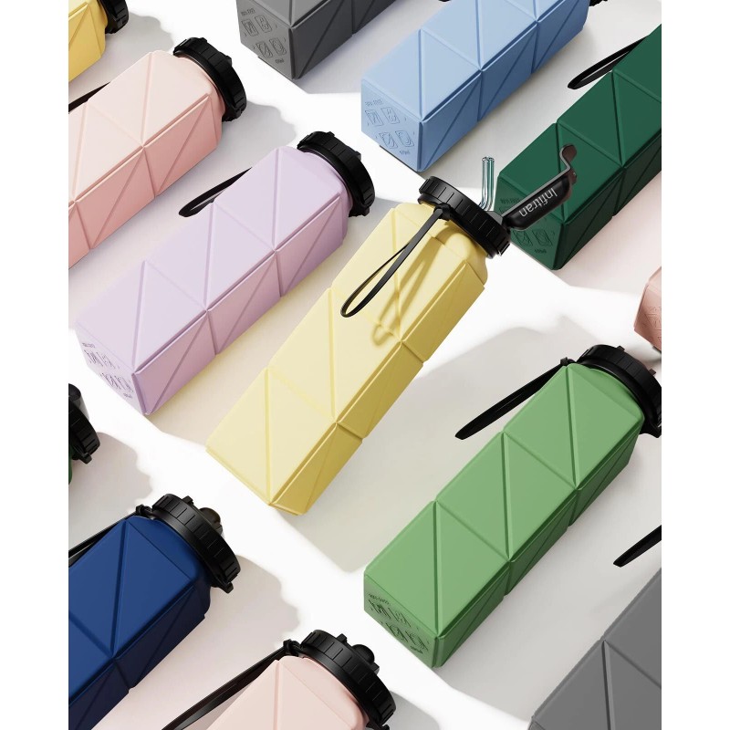 Infitran 2-Pack 20.6oz Collapsible BPA-Free Silicone Leak-Proof Water Bottles