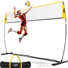 PLAYAPUT 12FT Freestanding Volleyball Net,Height Adjustable Volleyball Training Net For Hitting,Serving,Setting Practice,Protable Volleyball Nets With Volleyball,Carrybag,Perfect For Indoor Or Outdoor