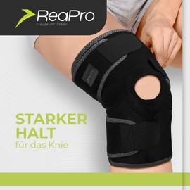 ReaPro Knee Support for Men and Women, Adjustable Knee Support with Velcro Fastening, Breathable Knee Brace for Stabilisation for Sports, Meniscus & Pain, Neoprene Knee Bandage