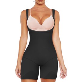 VVX Shapewear for Women Tummy Control Open Bust Body Shaper Butt Lifting Seamless Bodysuit High Waist Fajas - Black M/L