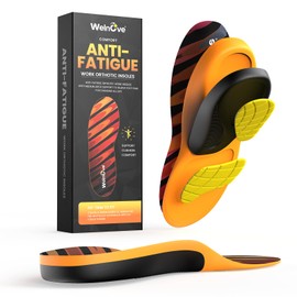 Work Orthotic Insoles for Plantar Fasciitis - Welnove Superior Comfort Work Boot Insoles for Standing All Day (Orange, Size S)