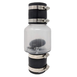 PumpSpy Silent Sewage or Sump Pump Check Valve, 2-Inch Check Valve, Stainless Clamps Fit 7-1/4" Gap in 2-Inch Schedule 40 PVC, Spring-Loaded Flapper, Quiet Check Valve, Sump Pump Life Increase