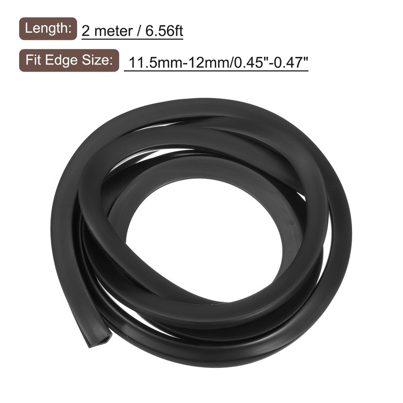 uxcell U Channel Edge Trim, 6.6ft Length Rubber Guard Seal